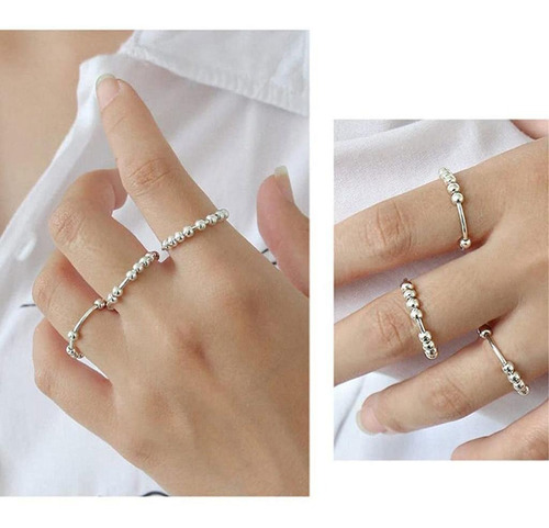 Anillo Giratorio De Plata Para Aliviar El Estrés, Antiestrés
