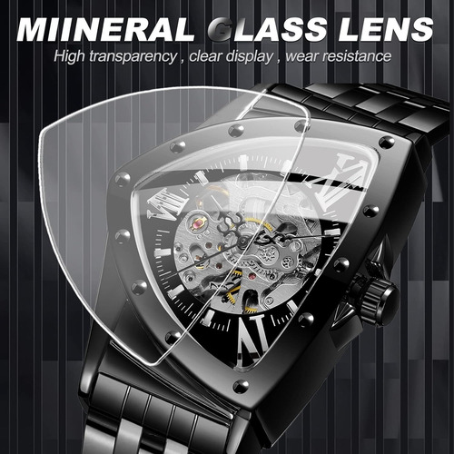 Reloj Forsining, Forma De Triángulo, De Acero Inoxidable