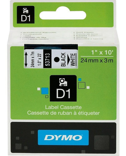 Cinta Dymo D1 Plástica 24mm X 7m Negro/blanca