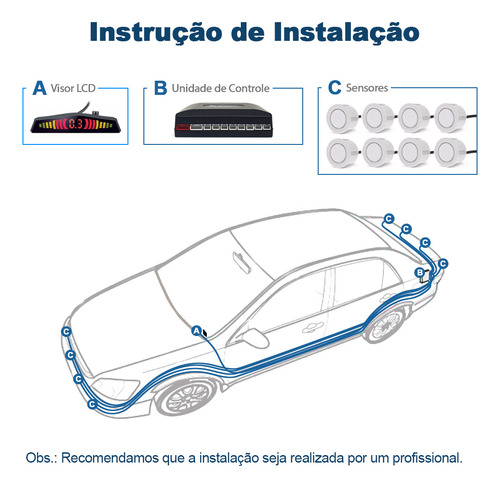 Retrovisor Lcd + Câmera + Sensor 8 Pontos Branco Fox 2009