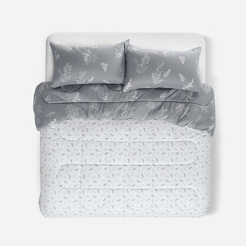 Plumón Reversible Soft Touch Astrid Gris/blanco King