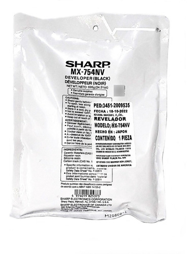 Revelador Sharp Mx754nv Mxm654n Mxm754n Mxm6570 Mxm7570