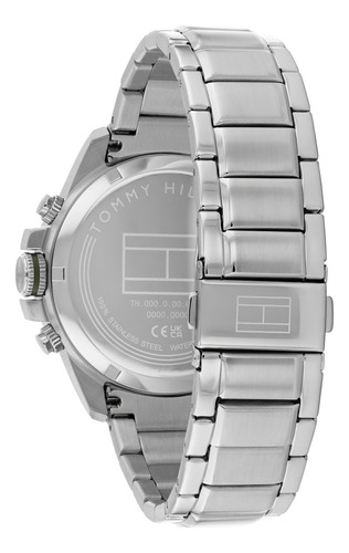 Tommy Hilfiger Reloj Para Hombre Jameson 1792197 Plata 43mm Correa Plateado Bisel Plateado Fondo Verde Musgo