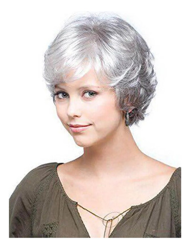 Ci Mujer Plata Blanco Gris Ombre Peluca Pelo Sintético