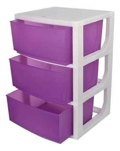 Organizador Plastico 3 Cajones Wenco 3 Colores Color Morado