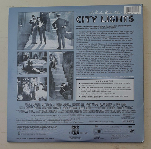 Laserdisc City Lights Charlie Chaplin (Usado)