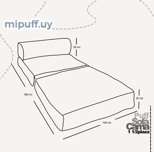 Puff Sofá Cama 1 ½ Plaza En Cuero Vegano