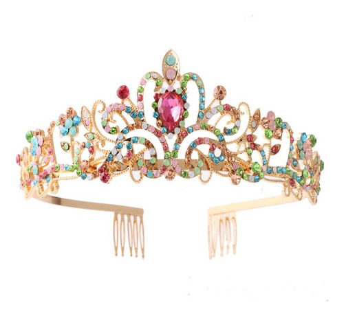 Diadema De Cristal Con Forma De Tiara Plateada, Corona D [u]