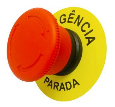 Imagem 3 de 6 de Placa Plaqueta Adesiva Para Botões Emergência Nr12 Nr10 10un