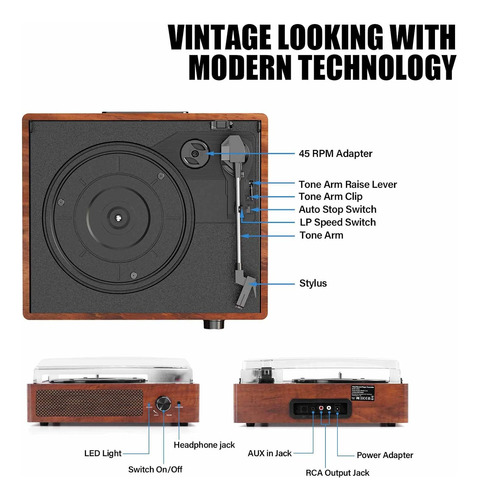 Tocadiscos De Vinilo Altavoces, Reproductor Clásico ...