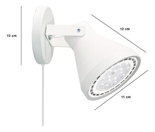 Aplique Velador Pared Dormitorio Blanco Lampara Luz Ar111