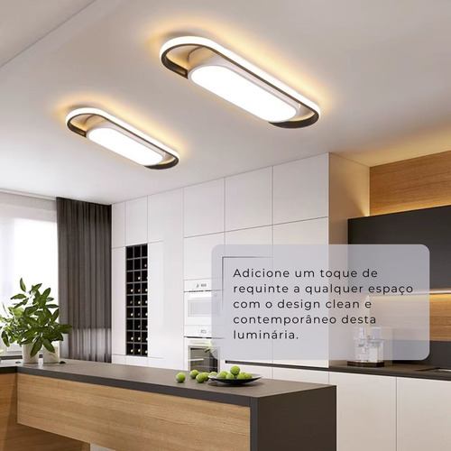 Luminária 3 Tons De Luz Led 40cm Difusor Central E Lateral