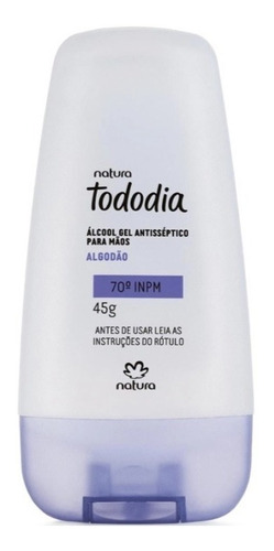 Natura Gel Antisséptico Mãos Tododia Algodão Não Resseca 45g