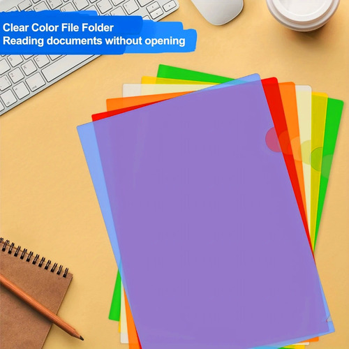 Folder De Costilla Plastico Carta 10 Pz Colores Neon Carpeta Blanco