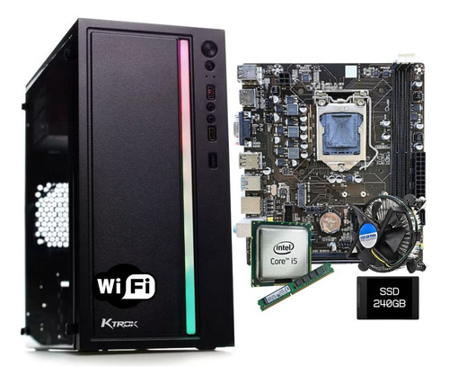 Pc Cpu Intel I5 3470 Placa H61 Ssd 240gb 16gb  Gb Gamer Wifi