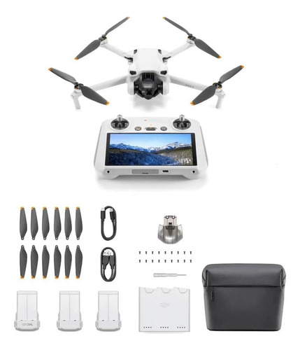 Dron DJI Mini 3 Combo Fly More Rc con pantalla y 3 baterías 4k, color gris