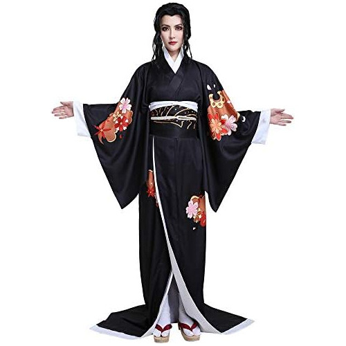 Disfraz De Kimono Negro Mujeres - Traje De Cosplay De K...