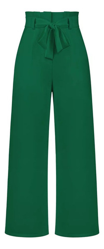 Pantalón Mujer Elegante Wide Leg Tiro Alto Con Cinturón