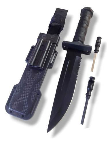 Cuchillo Bayoneta Negra Táctica Funda Rígida 6040 Pedernal