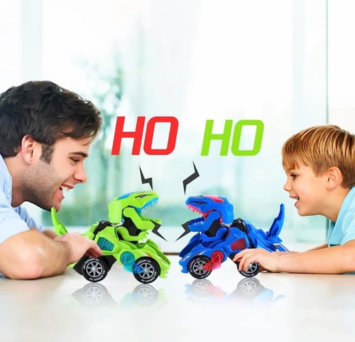 Brinquedo Carro Robô Transforma Dinossauro Luz Som Musical Cor Azul-marinho