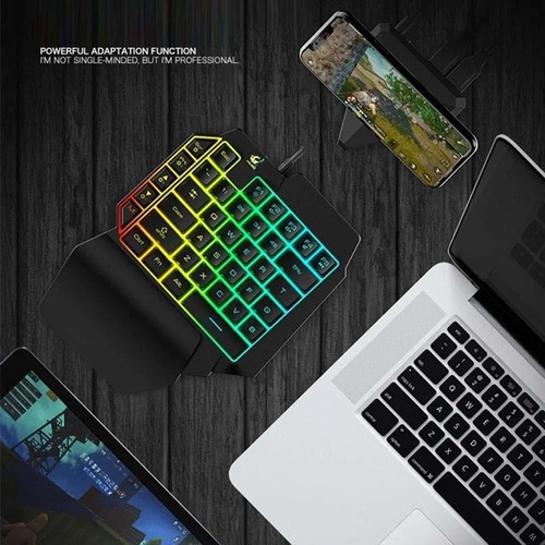 Imagen 5 de 5 de Teclado Gamer Una Mano Usb Mini Keyboard Con Luces Rgb