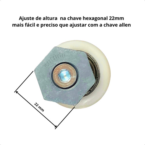 Roldana Box Vidro Banheiro Blindex Eutudo 2 Unidades Metal Rolamento Blindado Alta Resistencia Suave