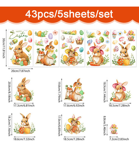 Adhesivo De Vidrio De Pascua Con Forma De Conejo De Pascua,
