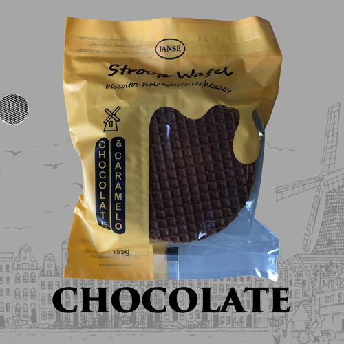 Kit 4 Janse Stroopwafel Recheio Sabor Chocolate E Caramelo