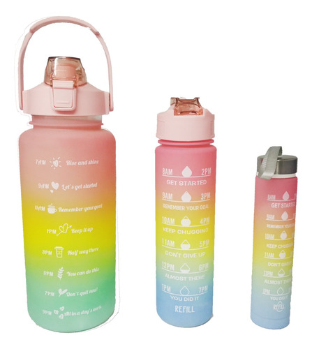 3 Botella De Agua Deportiva Gimnasio Camping Trekking 