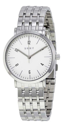 Reloj Dkny Minetta Ny2502 Plateado Dama Original Color de la correa Plata Color del bisel Plata Color del fondo Blanco