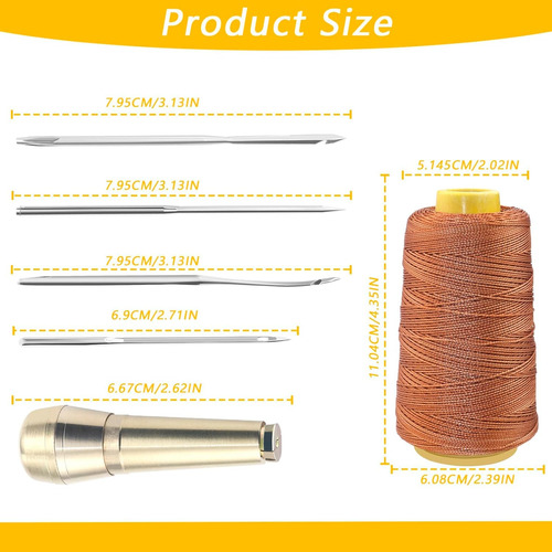 Kit De Reparación: Aguja De Cuero Y Cordón Nylon Amarillo