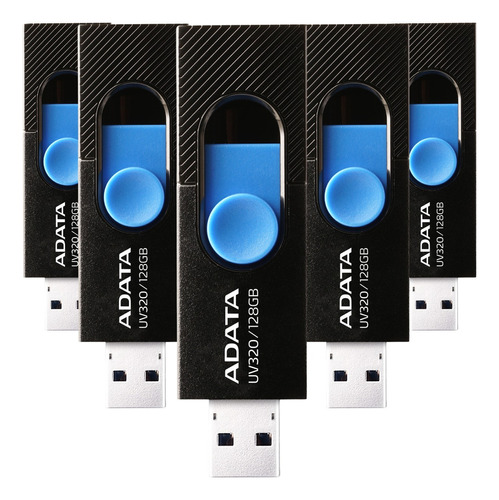 Kit 5 Memoria Usb 128gb Rapida Negro/azul Mayoreo