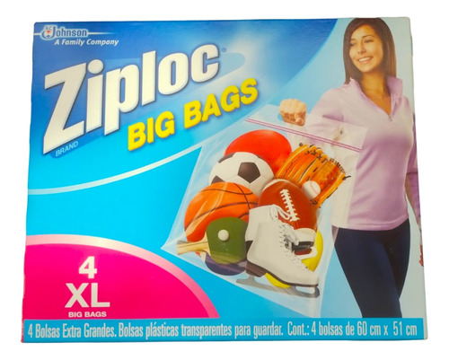 Ziploc Big Bag Xl 4 Bolsas Extra Grandes Transparentes