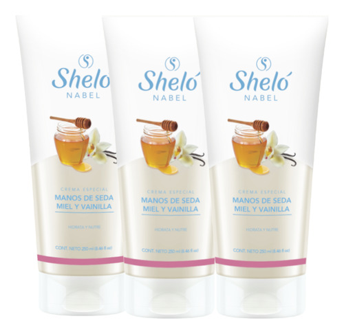 Crema Manos De Seda Miel Vainilla Shelo Nabel 250ml.3 Piezas