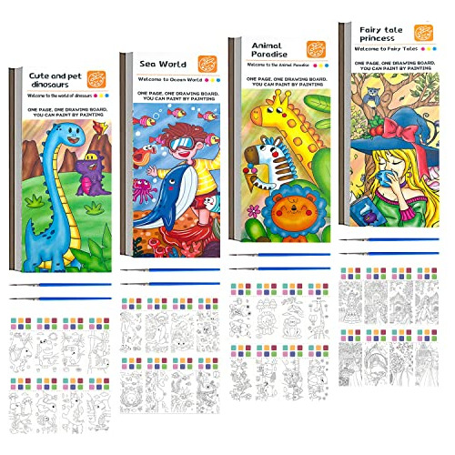 Set De 4 Libros De Pintura Al Agua De Bolsillo Niños, ...