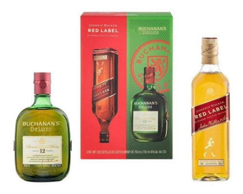 Imagen 1 de 5 de Whisky Johnnie Walker Red Label 700 Ml + 1 Buchanan's 750 Ml