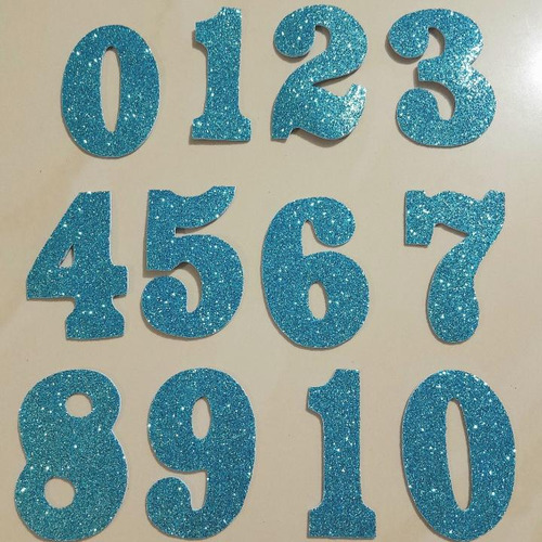 Números En Foami Liso O Escarchado 8 Cm 20 Unidades.