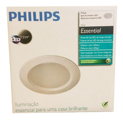 Spot Redondo De Embutir Branco Philips Led 7.5w 2700k 220v 
