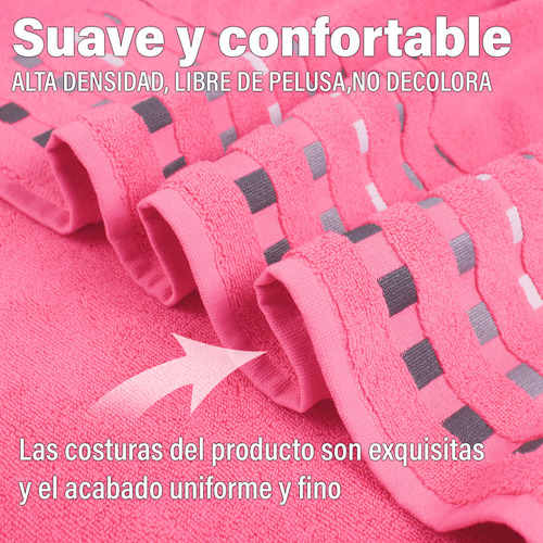 Toalla Baño Completo Alberca 100% Algodón Egipcio Suave Color Rosa Liso