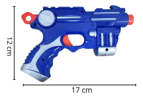 Lançador de Dardos Pistola Arminha Shoot Infantil Tipo Nerf 6 Dardos Mira e  Luz Importway BW142 