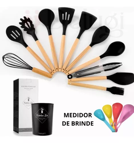 Kit Jogo Utensílios Colheres Silicone 12 Peças