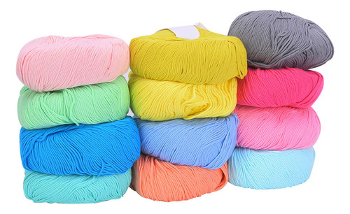 Hilo De Algodón De 12 Colores Para Tejer A Ganchillo, Suave