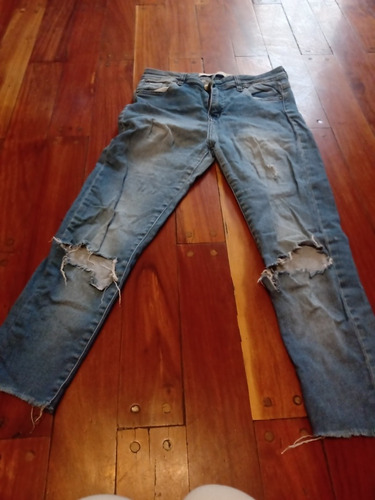 Jeans Zara Elastizado Talle 28 Chupín Capri Roturas