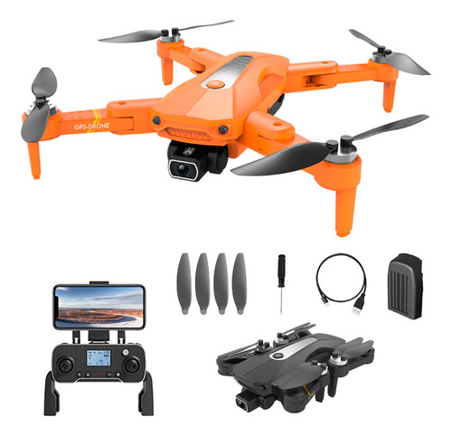 Drone Camara K80 Pro Control Remoto Pantalla 4k Gps Luces Naranja