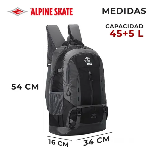 Mochila viaje Trekking 50L color negro diseño liso 50L