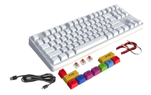 80% Compacto 87 Teclas Teclado Mecánico Con Cable Blanco