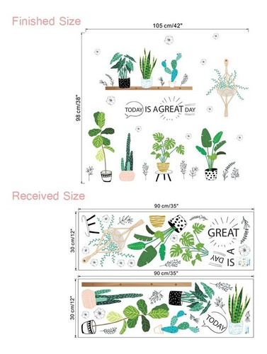 Pegatinas De Vinilo Plantas Verdes 2 Diseños