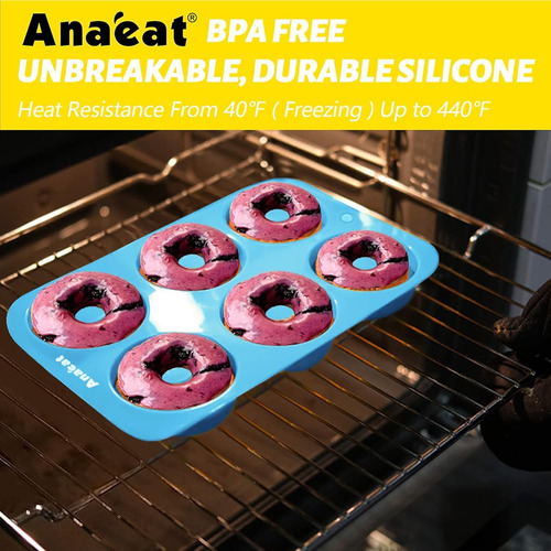 Molde Para Donas De Silicona 6 Cavidades De 7.5 Cm 3 Pzas