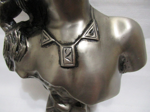 Antiguo Busto Bronce Figura Estatua Mujer Árabe Saida 28cm (Usado)