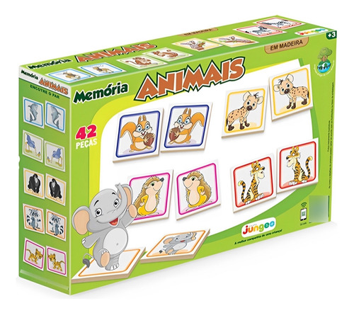 Jogo Memória Animais Brinquedo Educativo Infantil Junges